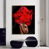 Сексуальная обнаженная девушка холст картина красный цветок женские постеры и принты современные настенные художественные картины для гостиной домашний декор без рамки