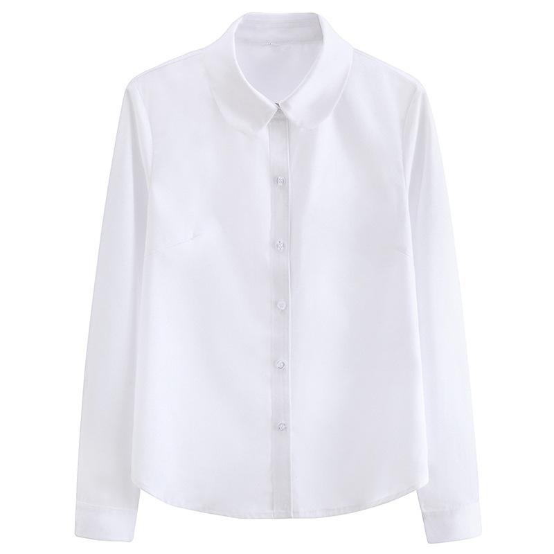 Long Sleeved Solid Color Women's Shirt A Lapel Casual Loose Long Sleeved Professional Shirt