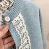 Корейское осеннее платье с цветочным принтом и кардиган с кружевной отделкой
