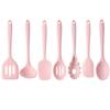 Lovely Pink Silicone Kitchenware Set Spatula Oil Brush Pasta Server Slotted Spoon Set Heat-Resistant Non-Stick Utensils Set For Baking Cooking