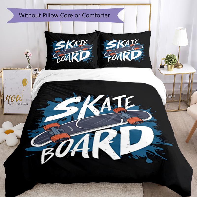 3pcs skateboard Bedding Set Duvet Cover Closure Includes 1 Duvet Cover & 2 Pillowcases, Soft and Comfortable for All Seasons.