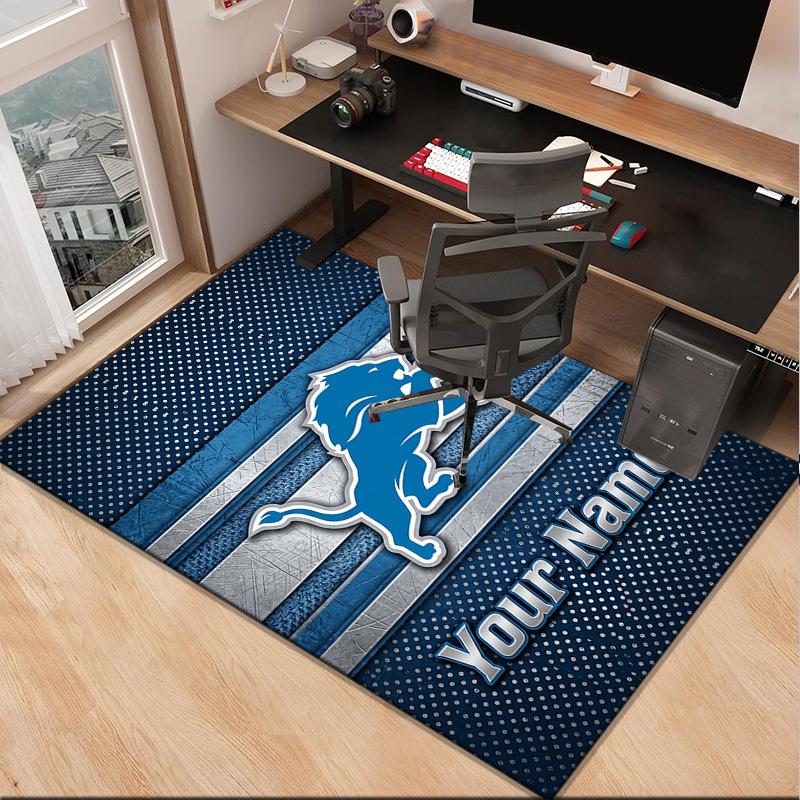 Custom NameDetroit-Lions Team Carpet, Indoor Rug, Chair Rug, Living Rooms, Doormat Made From Polyester Home Decor Birthday Christmas Gifts