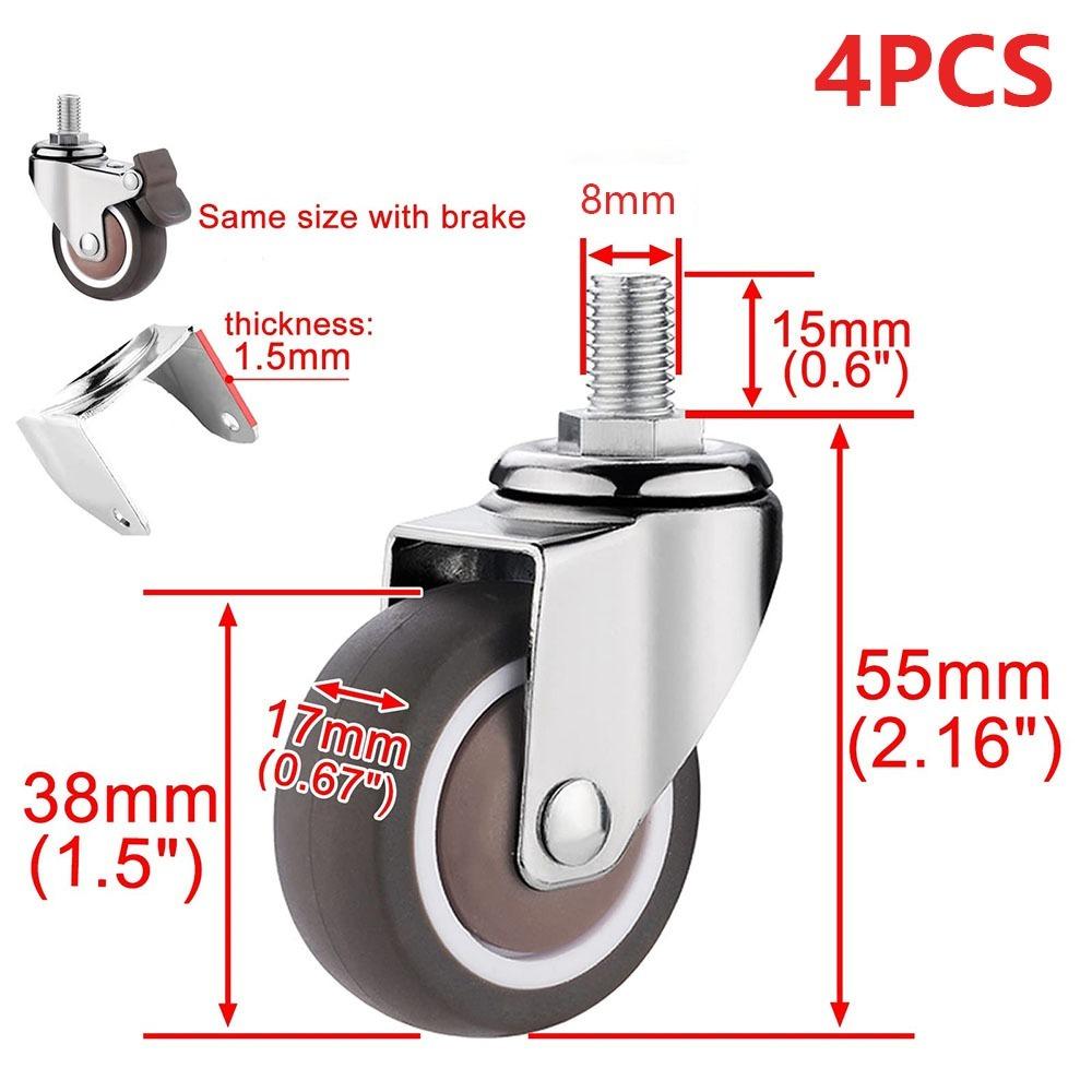 4PCS TPE Rubber Furniture Castor 1.5" / 2" Wheel Rubber Castor  for Baby Bed