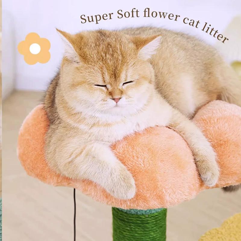 HOOPET Flower Cat Tree Многоуровневая башня для кошек с когтеточками из сизаля Домашние кошки Столб для кошек в кондоминиуме Туннель для кошек
