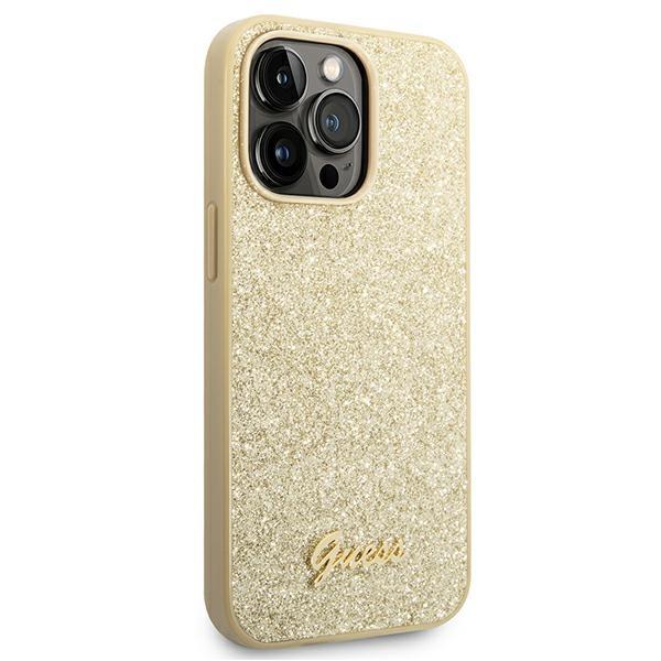 Etui do iPhone 14 Pro Guess Glitter Script Złote