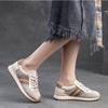 Johnature Sports Casual Women's Shoes Breathable Mesh Splicing Genuine Leather Lace Up Comfortable Sneakers