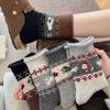 Female Autumn and Winter Thickened Warm Retro Cartoon Boneless Flocking Puppy Wool Drum Pile Socks