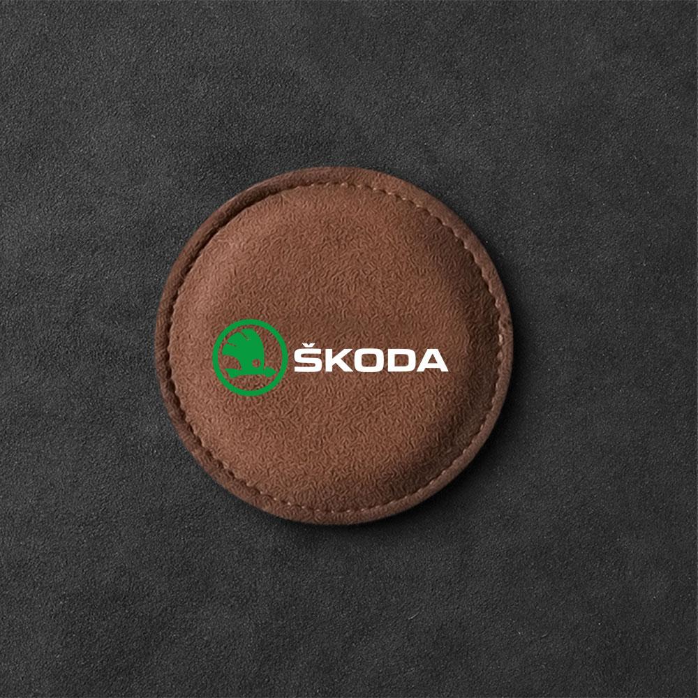 AAFM1 1/2/4pcs Car Water Cup Bottle Holder Anti-slip Pad Fur Mat For Skoda S Logo Octavia Mk3 Fabia 2 Superb 2 Kamiq Kodiaq VRS VII
