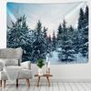 Christmas Snow Scene Home Decor Tapestry Forest Cottage Boho Decoration Hippie Christmas Tree Wall Decor Backdrop Fabric