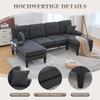 Large U-Shaped 4-Seater Sofa in Soft Linen Fabric, Modern Backrest, Two Chaise Lounges, Sturdy Legs, Cozy Seat Cushions, Decorative Pillows, Dark Grey
