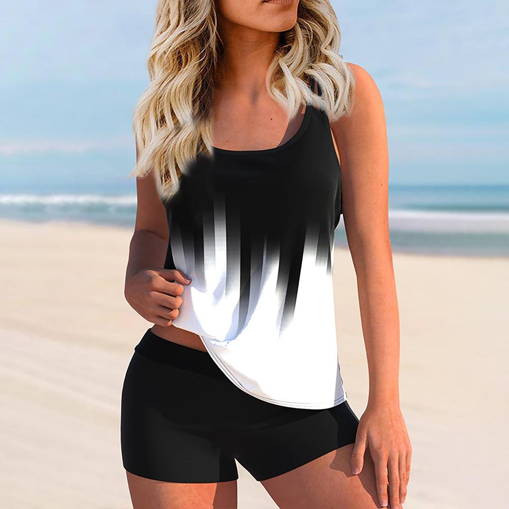 Женский сексуальный тонкий купальник с бретельками и разрезом на бретельках плюс размер купальника (Набор из двух частей)