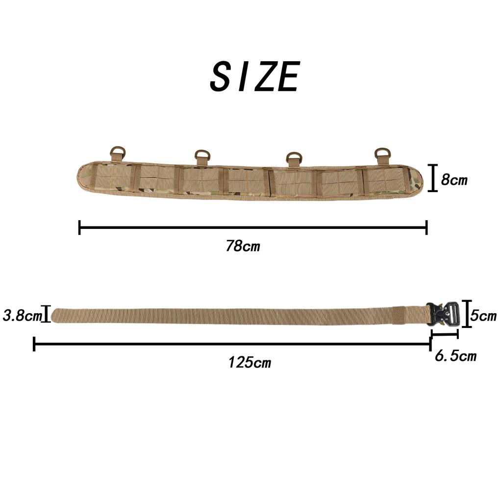 Military Tactical Adjustable Belt Outdoor Work Men Molle Battle Belt Army Combat CS Airsoft Hunting Paintball Padded Waist Belts
