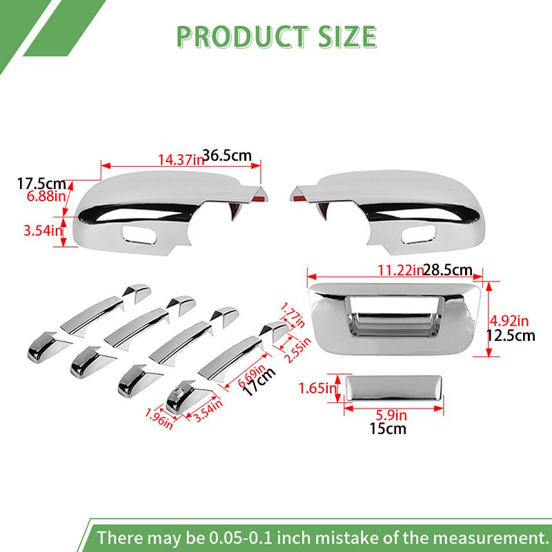Car Tailgate Handle Decoration Reverse Mirror Cover Door Handle Shell For Chevy Silverado /GMC/SIERRA 2007-2013 Car Exterior Accessories,ABS Plastic