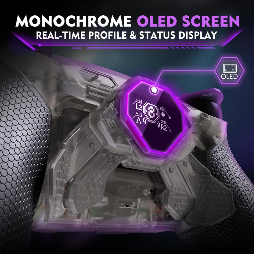 EXtremeRate SPARK Комплект задних лепестков для контроллеров PS5 с OLED-триггерами с кликом, эргономичный, с возможностью переназначения 4 задних кнопок (BDM-010 & 020), дисплей,