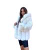 European and American fur jacket women's hooded thickened environmentally friendly mink fur jacket medium and long solid color coat