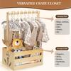 Wooden Baby Shower Crate Closet Baby Shower Basket Smooth Edge Burr Free Large Capacity Easy Assembly Storage Basket