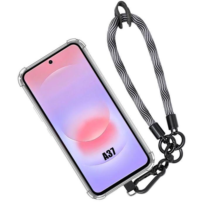 Coque pour Samsung Galaxy A37 5G, Protection Antichoc avec Bracelet Robuste Démontable Gris