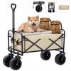 Carry Wagon Foldable Carry Cart Outdoor Wagon Camping Cart Large Tires with Brake Large Capacity 110L Load Capacity 100KG 4 Wheels Outdoor