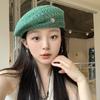 Японский стиль плетения Шляпа художника Модная вязаная крючком шапка с вырезами Берет Весна