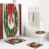 Christmas Bathroom Shower Curtain Toilet Floor Mat Four-Piece Bathroom Non-Slip Door Mat Kitchen Bedroom Absorbent Carpet