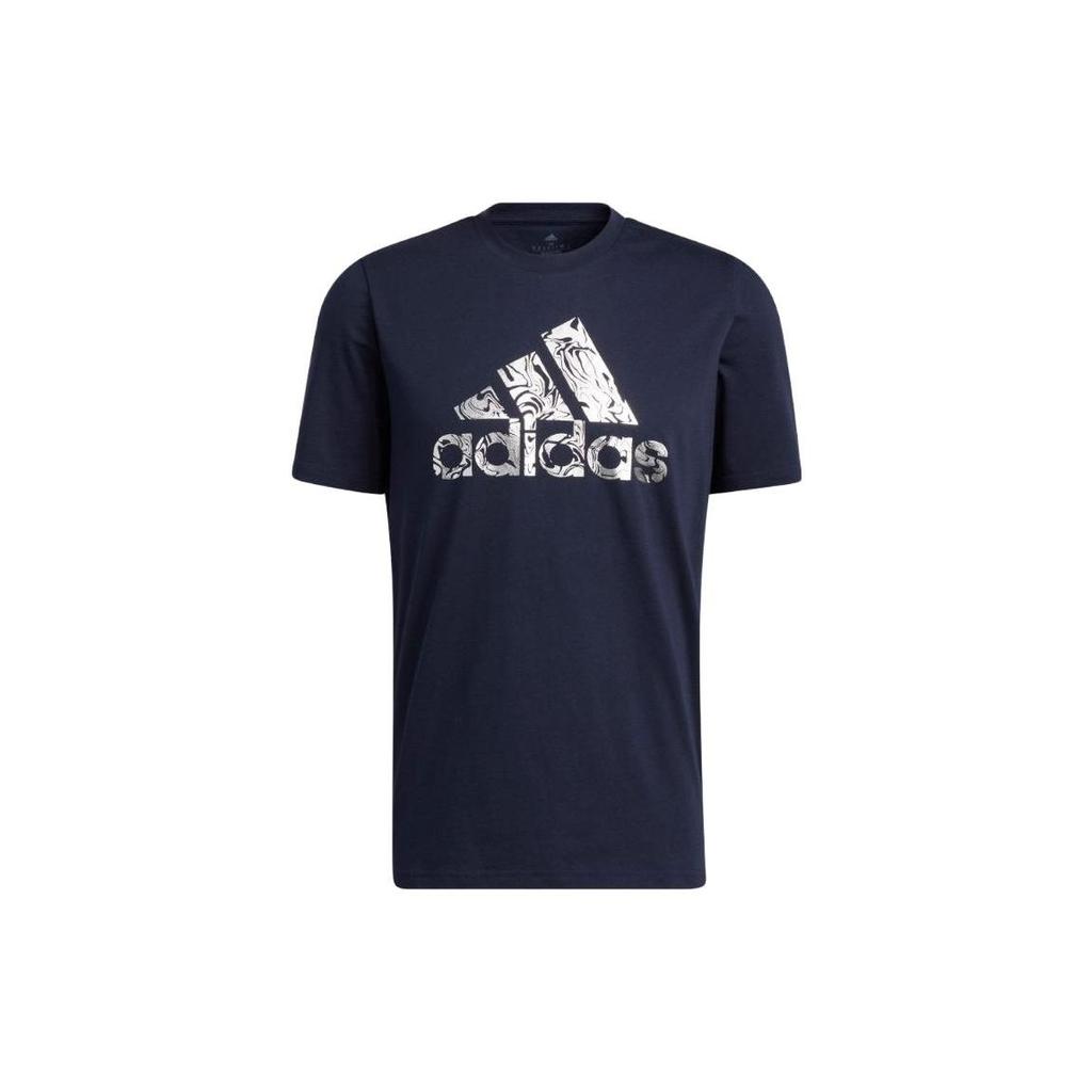 adidas Футболка с круглым вырезом и коротким рукавом с логотипом, мужские топы Legend-Ink-Blue HK9159