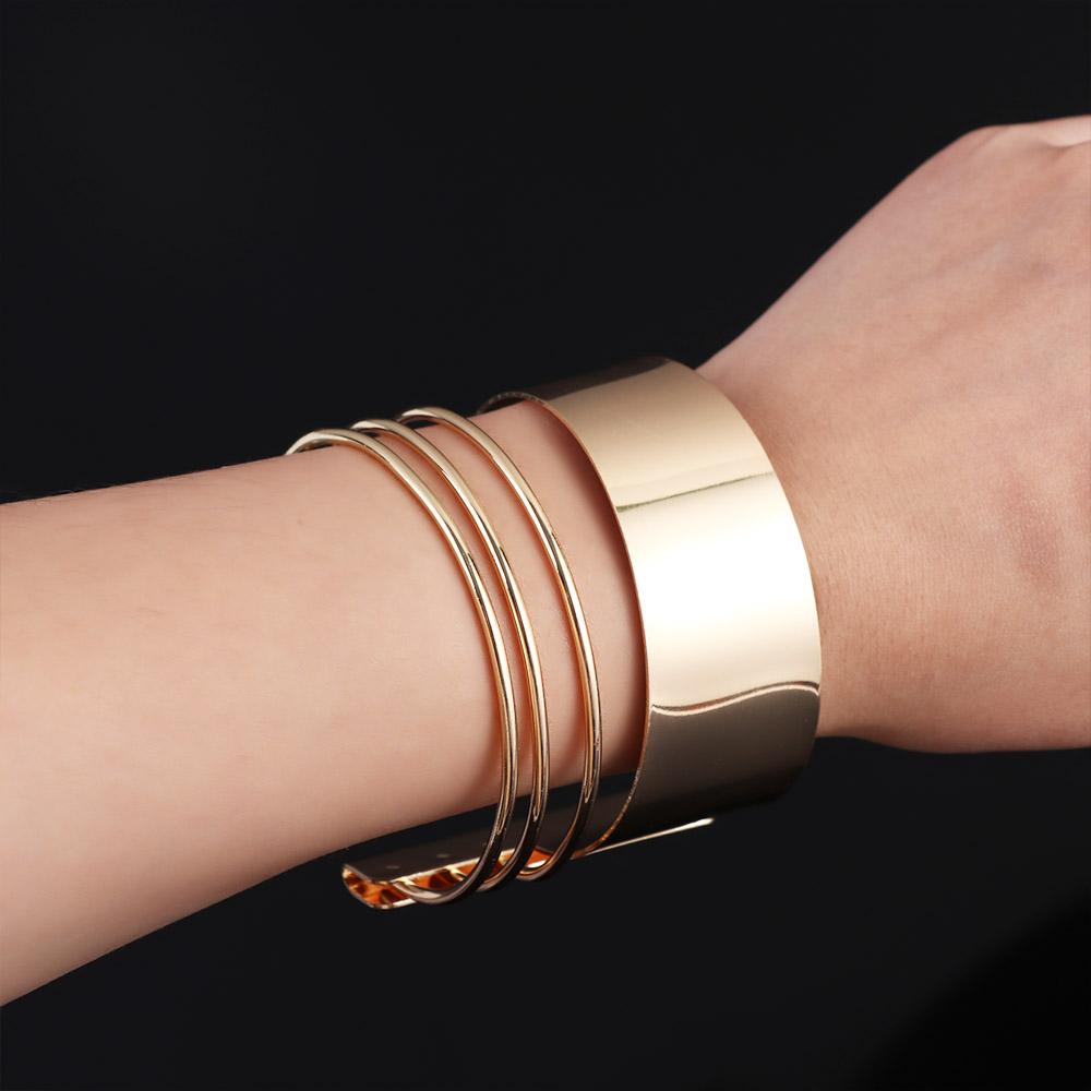 Simple Hot Sale Punk Cuff Women Bracelet Exaggerate Punk Zinc Zinc Alloy Bangles Luxurious Hollow Out