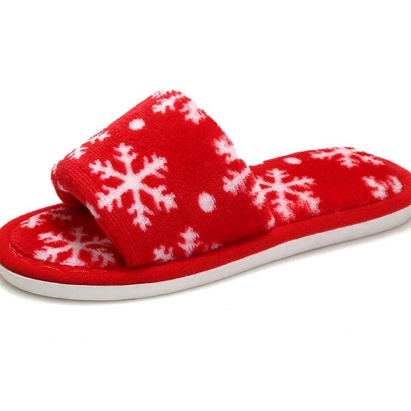 Простые тапочки в виде рождественской елки для дома 2025 года, осень-зима, новые удобные туфли из хлопка на плоской подошве, трендовая теплая повседневная обувь для вечеринок