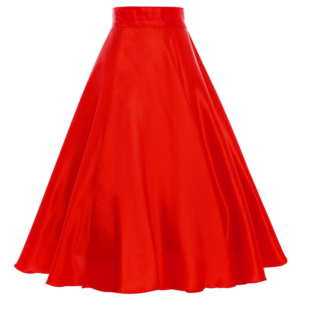 Женская Атласная Юбка Боковой Разрез Широкая Нижняя Кромка Застежка На Крючках и Петлях Пояс Испанская Фламенко Бальный Танцевальный Юбка