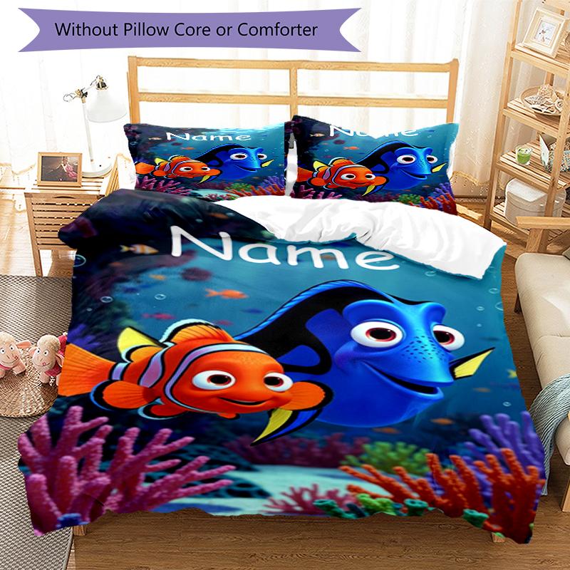 3Pcs Custom Name Nemo Bedding Set Duvet Cover Closure Includes 1Duvet Cover 2Pillowcases Soft And Comfortable For All Seasons