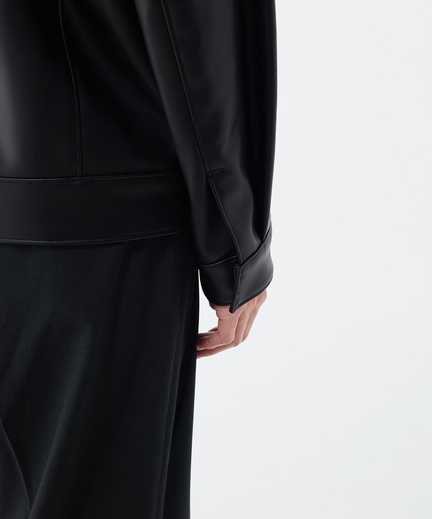 Musinsa Standard Synthetic Leather Oversized Single Jacket [Black]