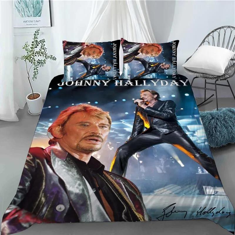 Пододеяльник Рок-звезда Джонни Холлидей 3D Изысканная цифровая печать Постельное белье Одеяло Кровать Молодежь Домашний декор Взрослые Мальчики Подарок