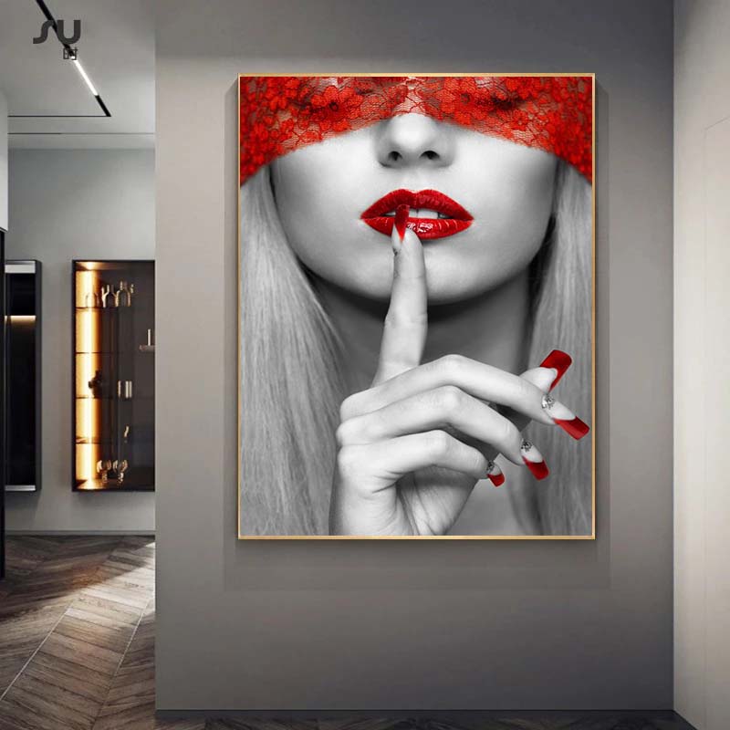 Современные сексуальные красные губы плакаты на скандинавскую тему и принты холст живопись настенные художественные картины для гостиной домашний декор Cuadros без рамки