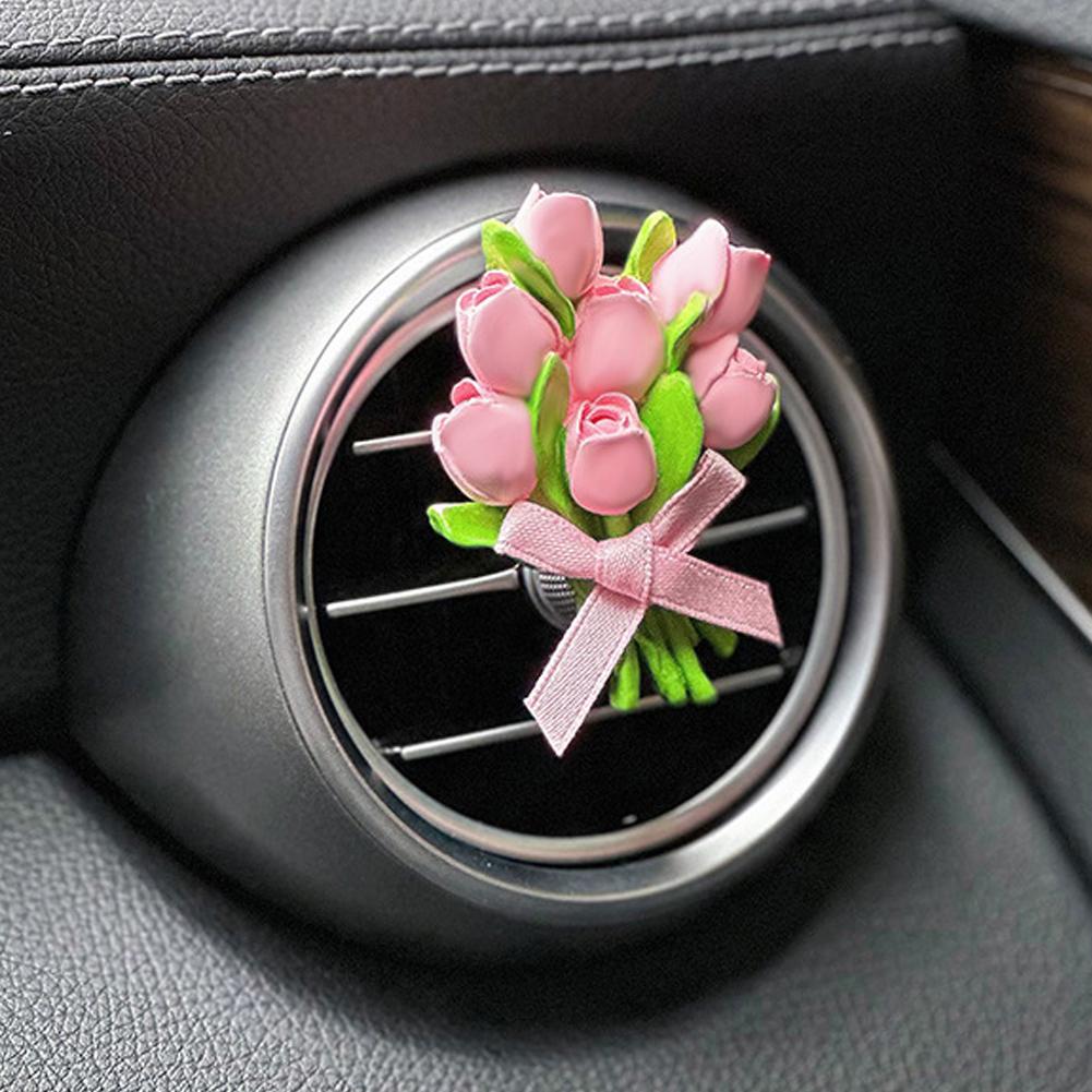 Автомобильный ароматизатор-клипса для вентиляционного отверстия, кондиционер, ароматерапия, освежитель с милым дизайном в виде цветка тюльпана