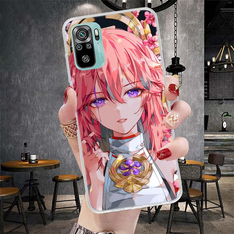 Yae Miko Genshin Impact Phone Case For Xiaomi Redmi Note 13 14 15 Pro Plus 12S 12 14S 11S 11E 10 10S 11 11T 5G 4G Cover Coque Re
