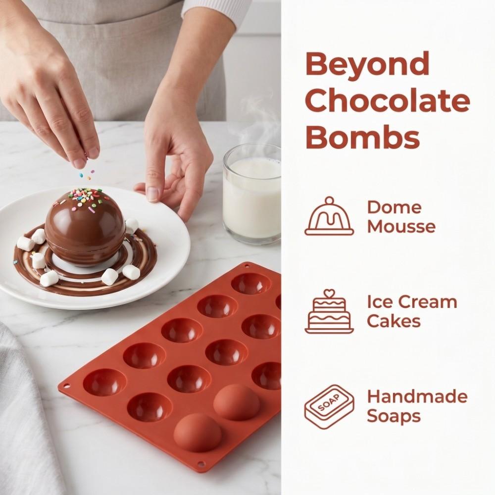 3pcs Food Grade Cake Mold Silicone Material Hemispherical Mold Home Kitchen DIY Baking