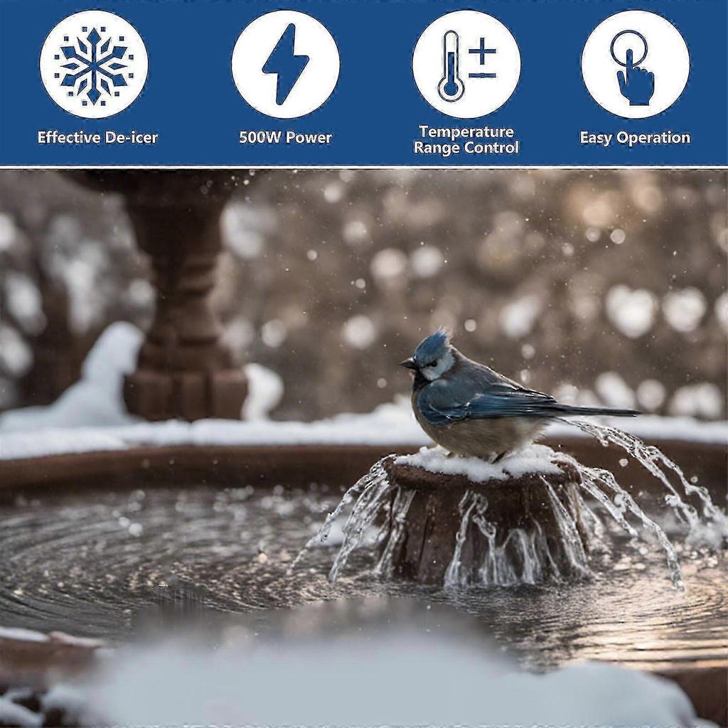 Bird Bath Heater For Outdoors In Winter - 10 W Birdbath Deicer With Thermostatic Control