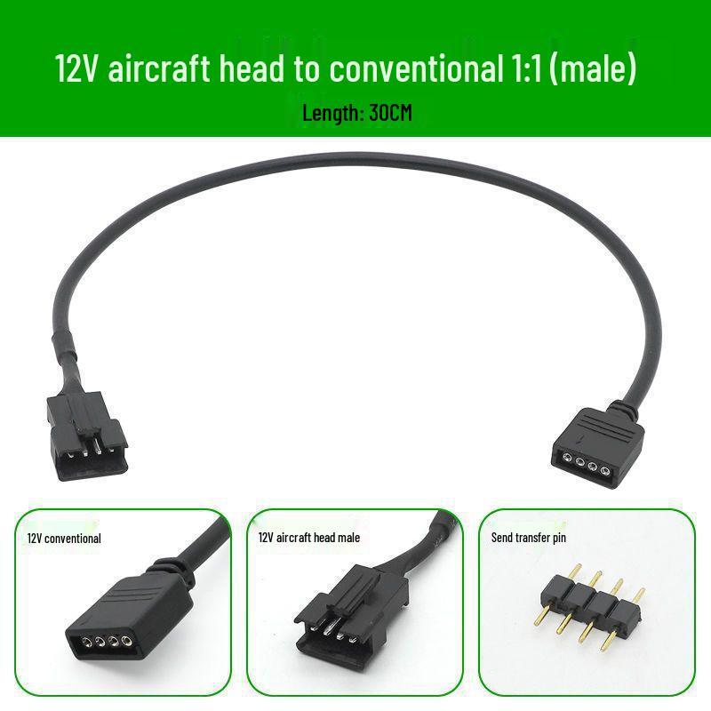 Адаптер-удлинитель RGB 5V 3-Pin/12V 4-Pin на Авиационный Разъем Папа/Мама