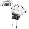 Native American Headdress Black Chief Indian Feather Hat Funny Child Party PropsBlack