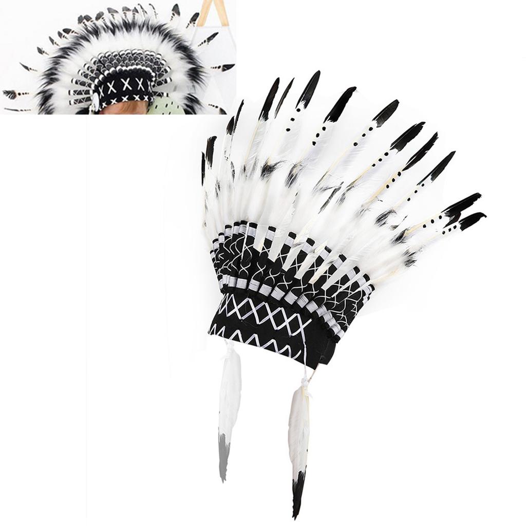 Native American Headdress Black Chief Indian Feather Hat Funny Child Party PropsBlack