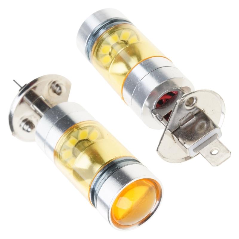 20 светодиодов ДХО Лампы для вождения в туман Лампы противотуманных фар H1 100 Вт Лампы для автомобиля 3000K Золотисто-желтые светодиодные лампы