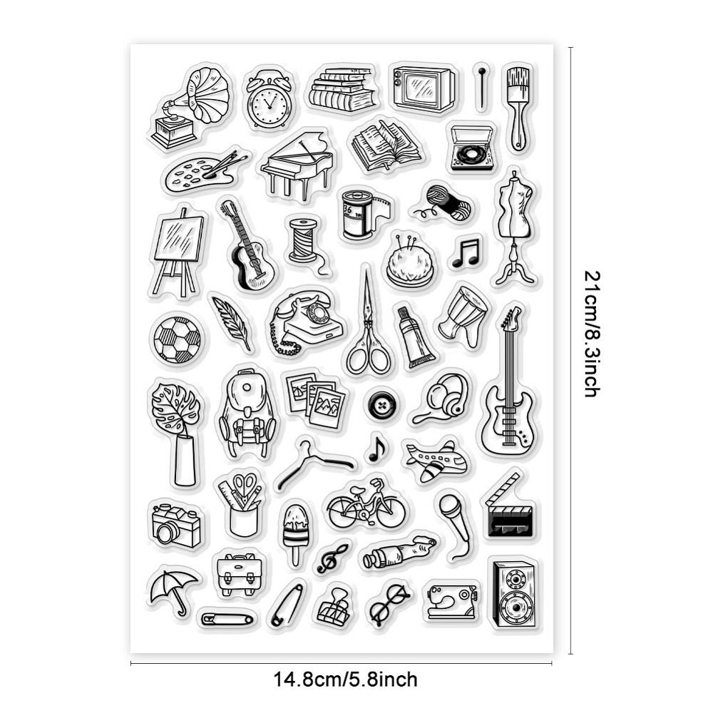 PVC Stamps for DIY Scrapbooking Photo Album Decorative Cards Making Stamp Sheets Film Frame Mixed Shapes 21x14.8x0.3cm
