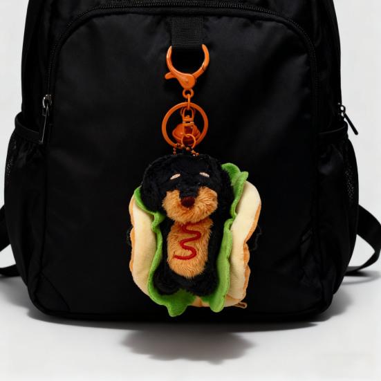 Yousheng Такса Собака Гамбургер Брелок Подвеска Плюшевый Шарм для Сумки Двухфункциональный Брелок Подвеска для Сумки Аксессуар