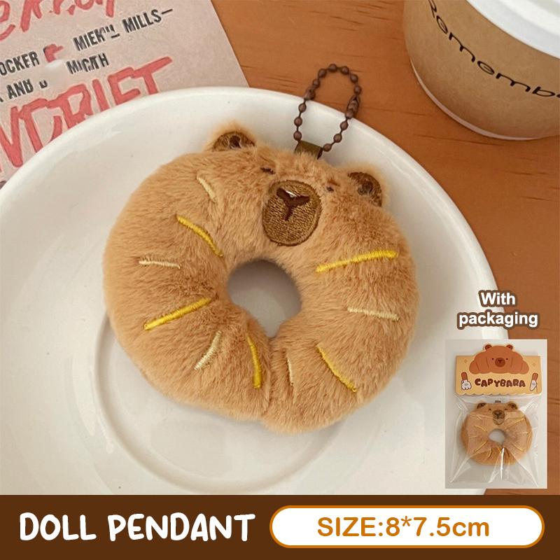 Bread Capybara Plush Toy Keychain Cartoon Capibara Soft Stuffed Doll Pendant Car Key Ring Backpack Bag Decor Kid Gift