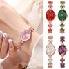 Rhinestone Quartz Ladies Watch Bracelet-Style Analog Watch 3-Leaf Clover Wristwatch  Women