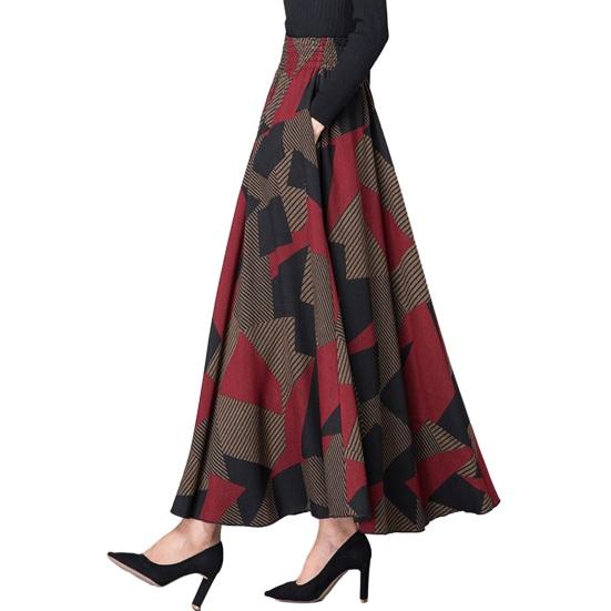 Женская юбка с цветочным принтом, высокая талия, большой подол, длинная юбка А-силуэта, плиссированная юбка макси в стиле бохо