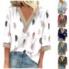 Women's Shirt Blouse Casual Loose Shirts 3/4 Sleeve Lace Trims Print V Neck Tops Print Tops T-shirts Tee