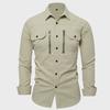 High Quality Cotton Shirt Men Outdoor Multi Pockets Long Sleeved Cargo Shirts Man Loose Shirts Male Solid Casual Blouse
