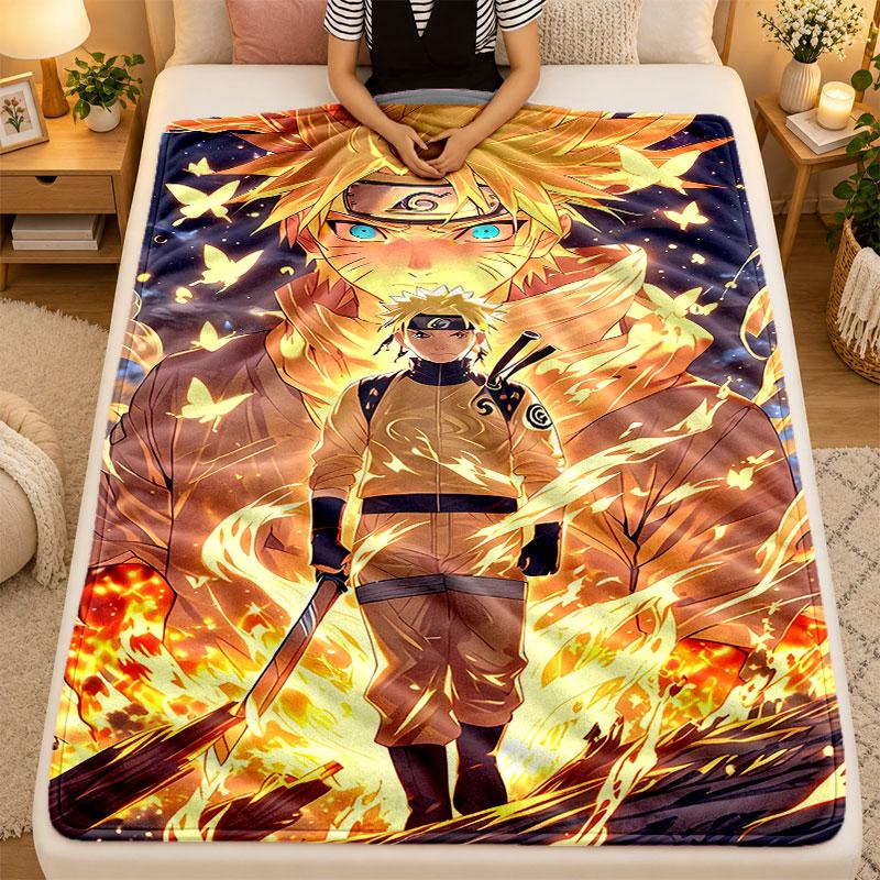 Flannel BlanketNaruto Uzumaki Warm Soft Throw Blanket for Indoor Sofa Bed Living Room Use