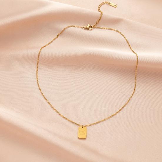 Ожерелье удачи с квадратным кулоном, регулируемая цепочка, гальванизированная титановая сталь, повседневные дорожные украшения на шею