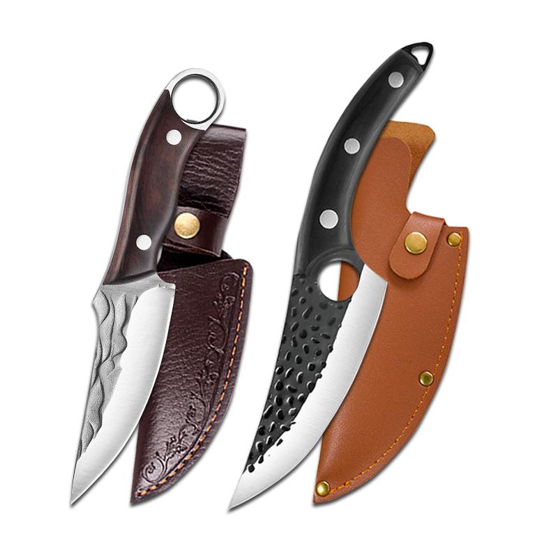 Handmade Forged Kitchen Cleaver Butcher Knives Chef Knife Boning Slicing Barbecue Cooking Tools Fishing Knife Gift Sheath